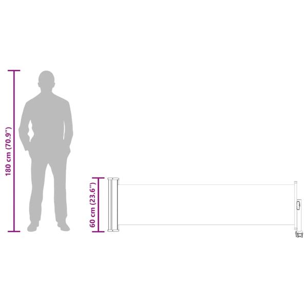 Прибираща се дворна странична тента, 60x300 см, кремава