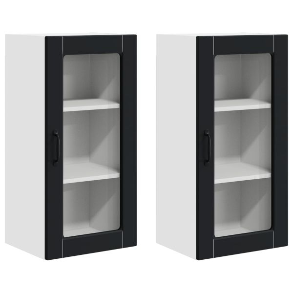 Стенен стъклен шкаф LUCCA 2 pcs Черно 40 x 31 x 80 см