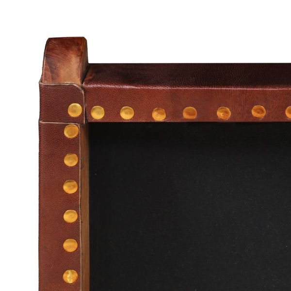 Сгъваем релакс стол, кафяв, естествена кожа