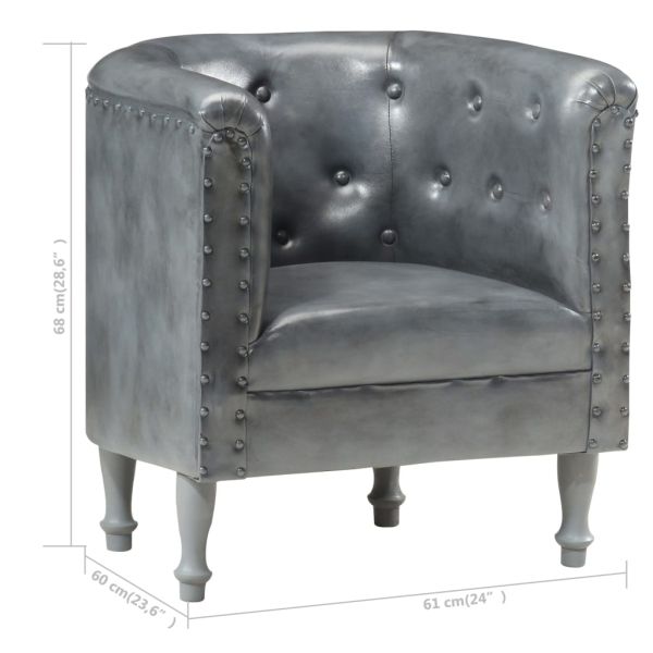 Фотьойл, сив, естествена кожа