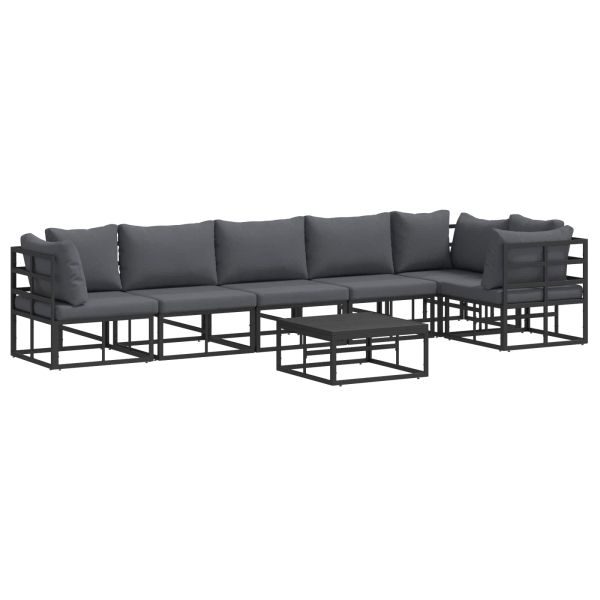 Градински Софа Комплект 7 бр. Черно Алуминий