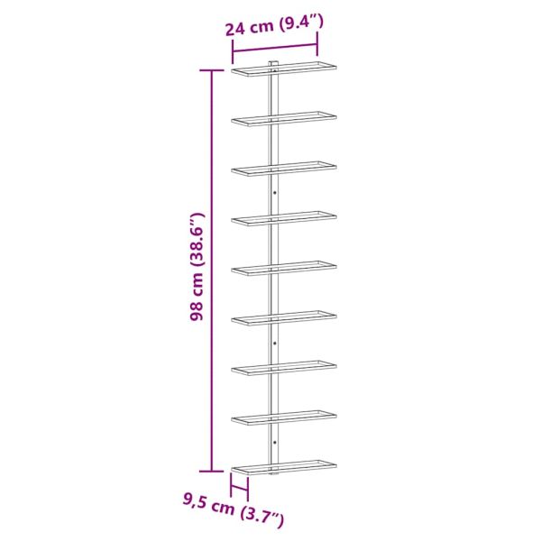 Стойки за вино за 9 бутилки, стенен монтаж, 2 бр, бели, желязо