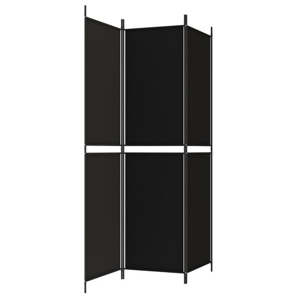 Параван за стая, 3 панела, черен, 150x200 см, плат