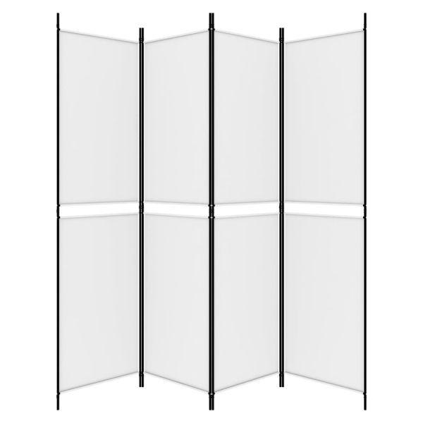 Параван за стая, 4 панела, бял, 200x200 см, текстил
