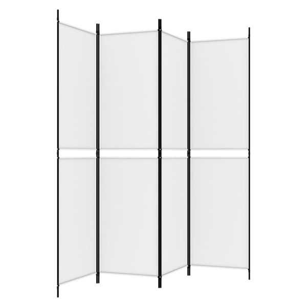Параван за стая, 4 панела, бял, 200x200 см, текстил