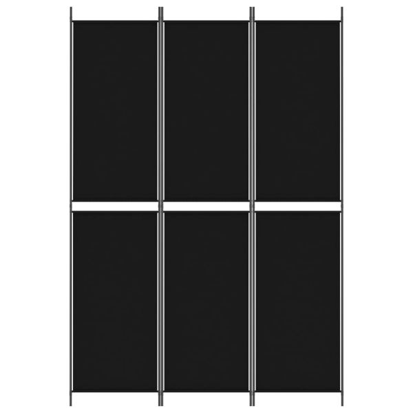 Параван за стая, 3 панела, черен, 150x220 см, плат