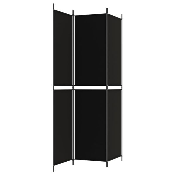 Параван за стая, 3 панела, черен, 150x220 см, плат
