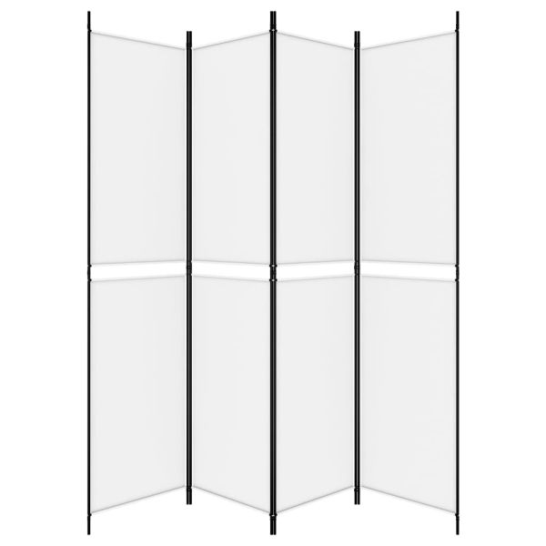 Параван за стая, 4 панела, бял, 200x220 см, текстил