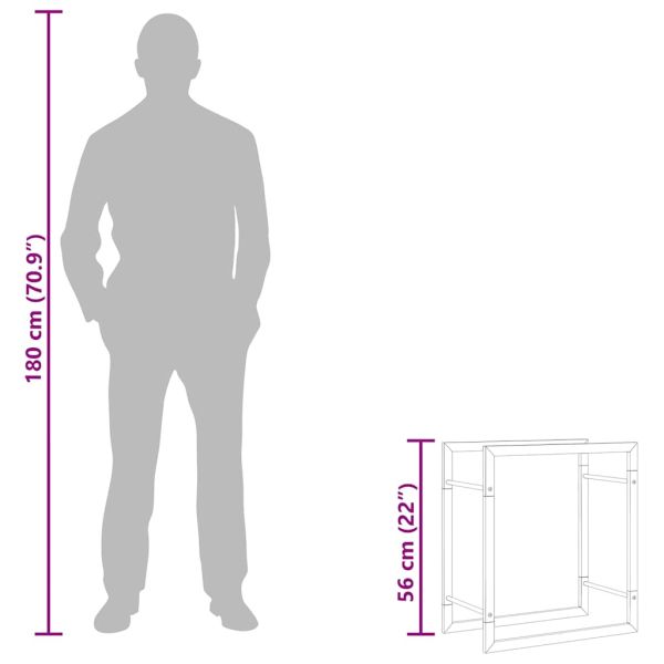 Стойка за дърва за огрев, 50x28x56 см, неръждаема стомана