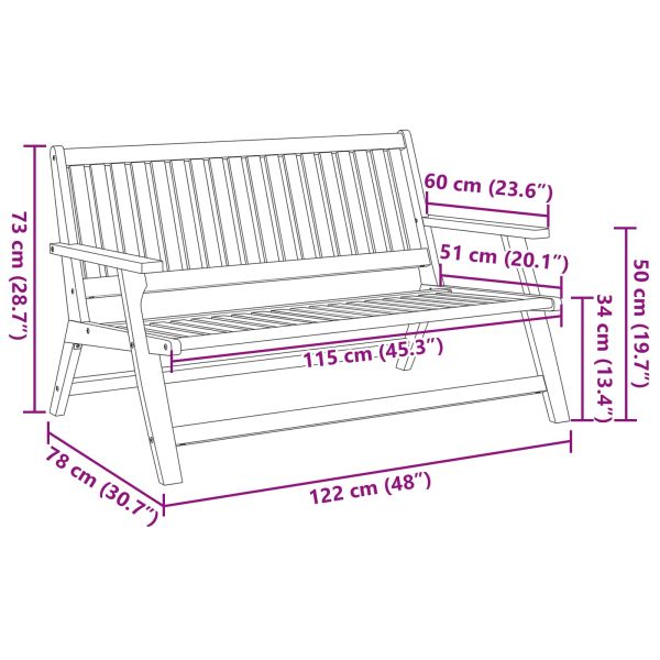 Релаксираща пейка Кафяво Солидно акациево дърво