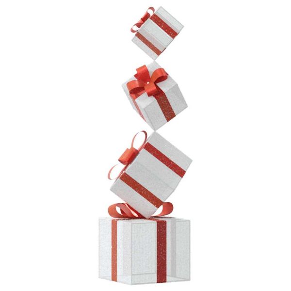 Коледна декорация Кутия за подарък 80 светодиода Топло бяло