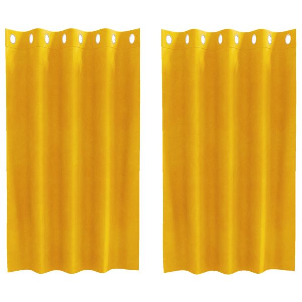 Затъмняващи завеси 2 pcs Горчично жълто 140 x 140 cm Кадифе