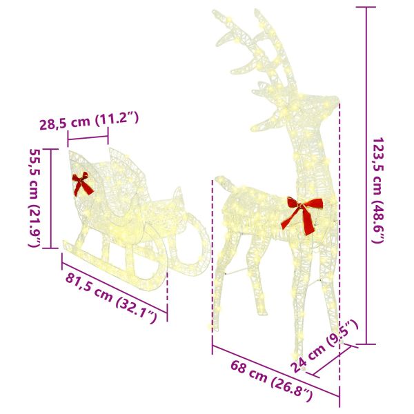 Дядо Коледа, който дърпа шейна Топло бяло 70 х 26 х 130 см