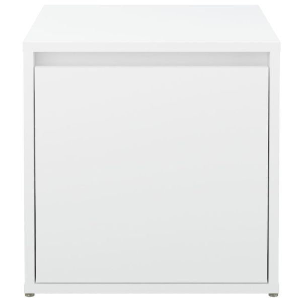 Кутия с чекмедже, бяла, 40,5x40x40 см, инженерно дърво