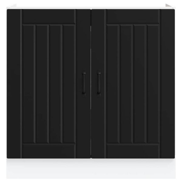 Шкаф за мивка, Lucca, черен, инженерно дърво