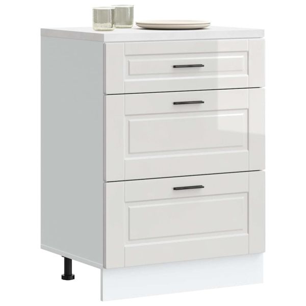 Кухненски шкаф "Porto" с висок гланц, бяло, инженерно дърво