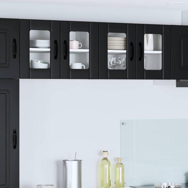 Стенен стъклен шкаф LUCCA 2 pcs Черно 60 x 31 x 40 см