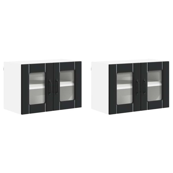 Стенен стъклен шкаф LUCCA 2 pcs Черно 60 x 31 x 40 см