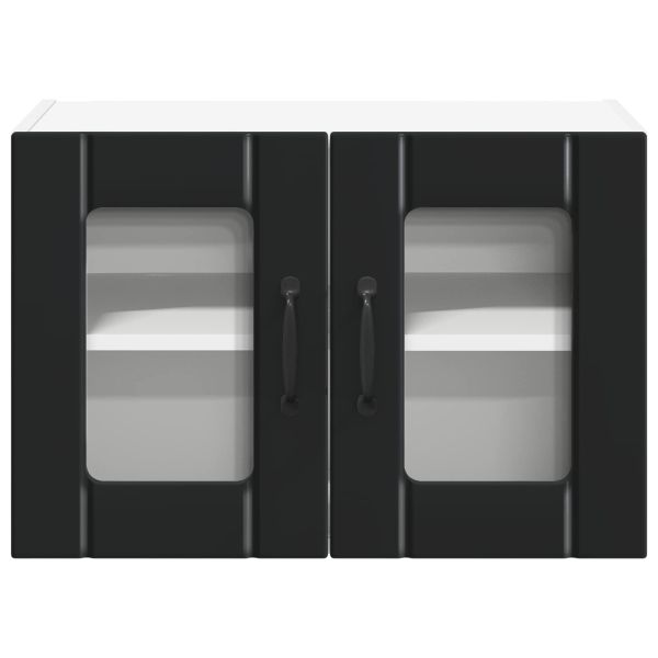 Стенен стъклен шкаф LUCCA 2 pcs Черно 60 x 31 x 40 см