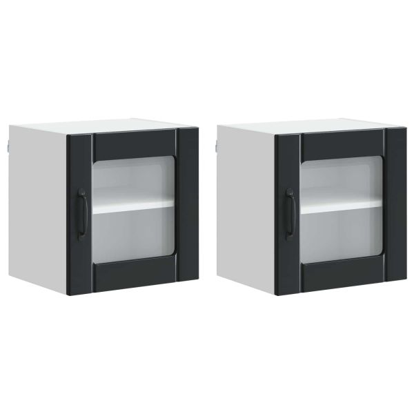 Стенен стъклен шкаф LUCCA 2 pcs Черно 40 x 31 x 40 см