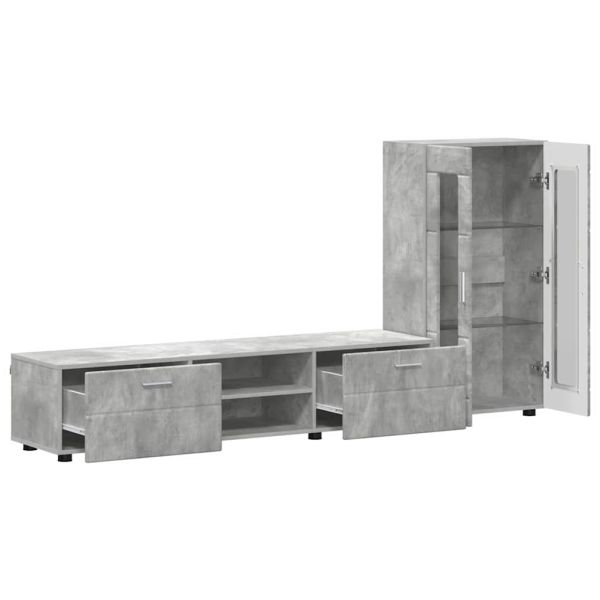 Комплект ТВ шкаф с рафт FLORIN Циментено сиво Инженерно дърво