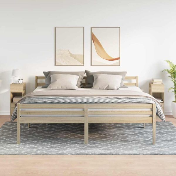 Нощни шкафчета, 2 бр, с чекмедже, дъб сонома, 25x31x66 см