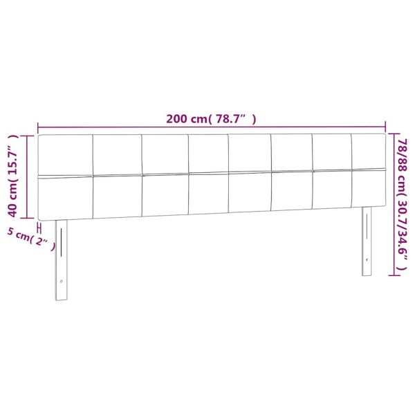 LED горна табла за легло, тъмнозелена, 200x5x78/88 см, кадифе