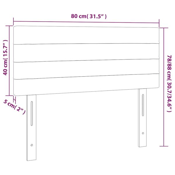 LED горна табла за легло, тъмнозелена, 80x5x78/88 см, кадифе