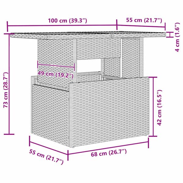Градински Софа Комплект със съхранение 9 pcs Сив Полиратан