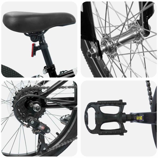 Планински Велосипед 20 инча 6-Speed за 5-8 години Черно