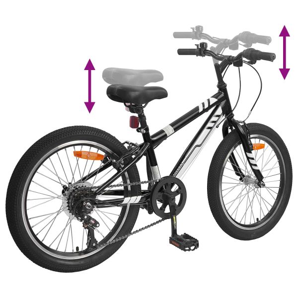 Планински Велосипед 20 инча 6-Speed за 5-8 години Черно