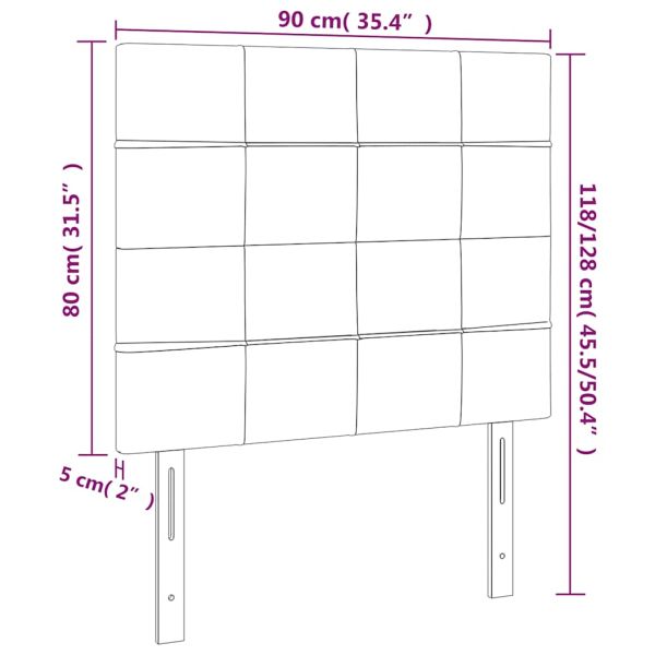 LED горна табла за легло, тъмносиня, 90x5x118/128 см, кадифе