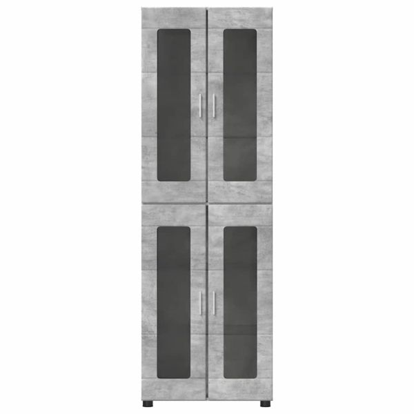 Висок шкаф с рафт FLORIN Циментено сиво 60 x 35 x 182 см