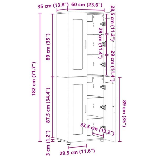 Висок шкаф FLORIN Кафяв дъб 60 x 35 x 182 см Инженерно дърво