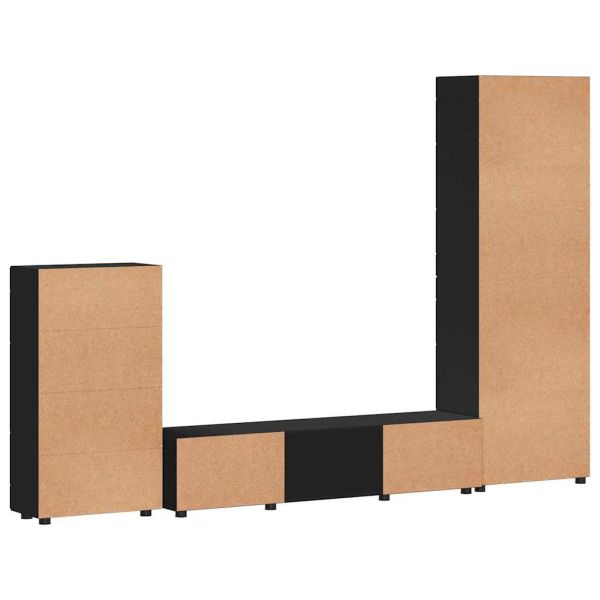 Комплект ТВ шкаф с чекмедже с рафт FLORIN Черно Инженерно дърво