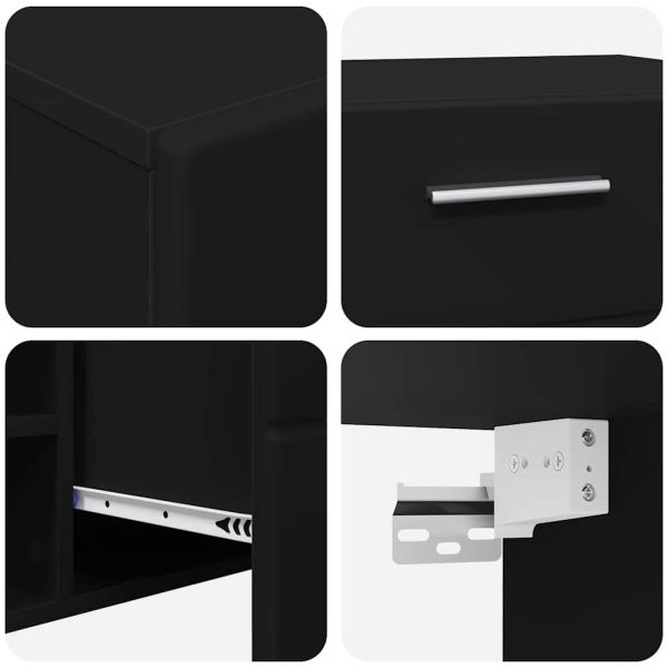 Комплект ТВ шкаф с чекмедже с рафт FLORIN Черно Инженерно дърво