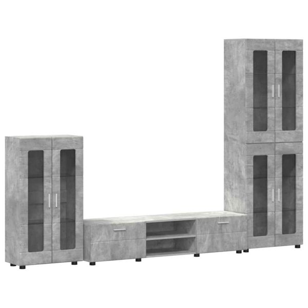 Комплект ТВ шкаф FLORIN 3 pcs Циментено сиво Инженерно дърво