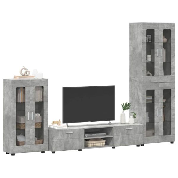 Комплект ТВ шкаф FLORIN 3 pcs Циментено сиво Инженерно дърво