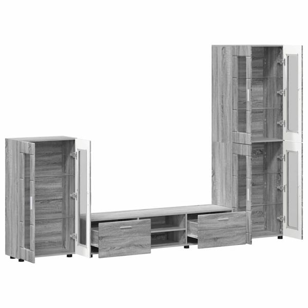 Комплект ТВ шкаф с чекмедже FLORIN Сив Сонома Инженерно дърво