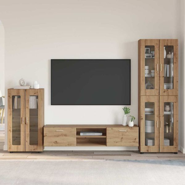 Комплект ТВ шкаф с чекмедже FLORIN 3 pcs Дъб Инженерно дърво