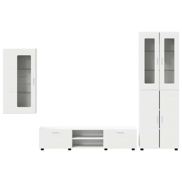 Комплект ТВ шкаф с чекмедже с рафт FLORIN Бяло Инженерно дърво