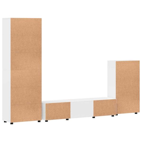 Комплект ТВ шкаф FLORIN 3 pcs Лъскаво бяло Инженерно дърво