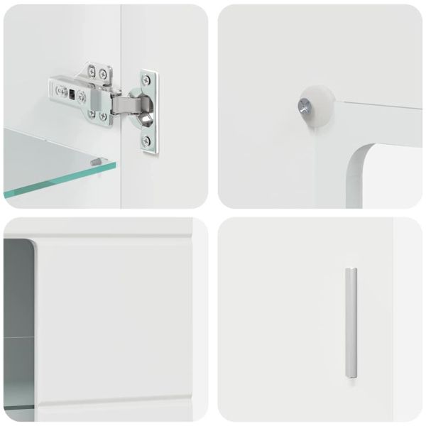 Комплект ТВ шкаф FLORIN 3 pcs Лъскаво бяло Инженерно дърво