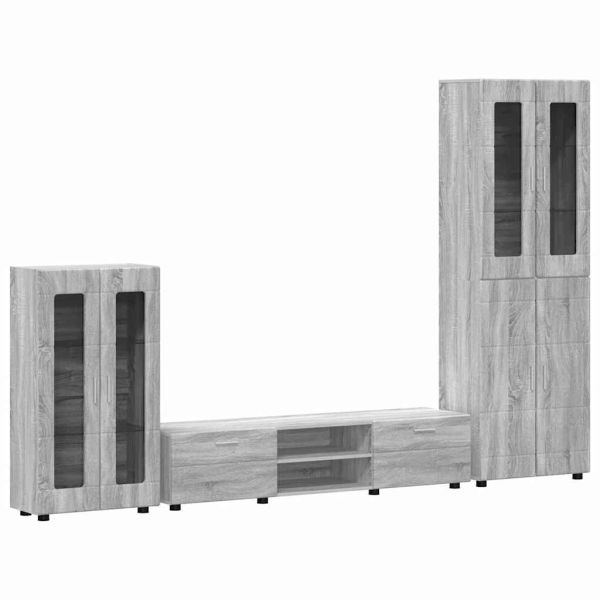 Комплект ТВ шкаф с рафт FLORIN 3 pcs Сив Сонома Инженерно дърво