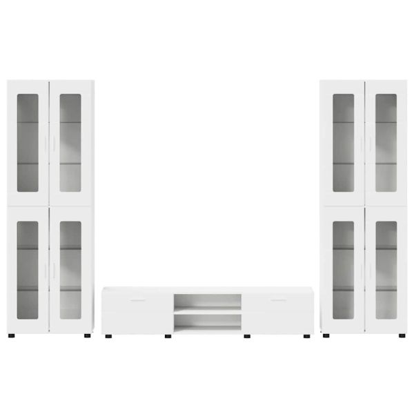 Комплект ТВ шкаф с чекмедже FLORIN 3 pcs Бяло Инженерно дърво