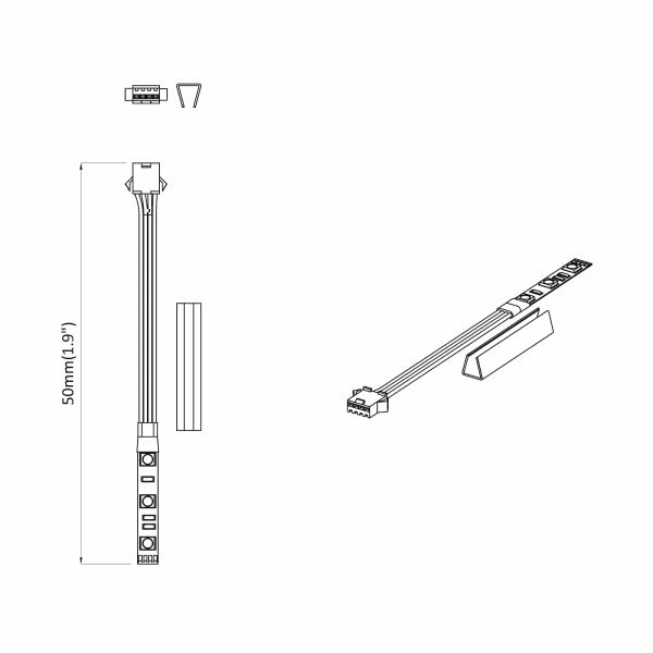 LED лента 2 pcs Черен и бял 1745 мм Мед и пластмаса