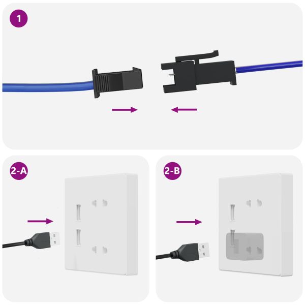 LED лента 2 pcs Черен и бял 1745 мм Мед и пластмаса