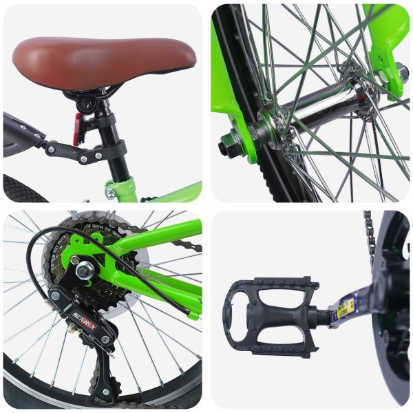 Детски Велосипед 20 инча 6-Speed за 6–11 години Зелен