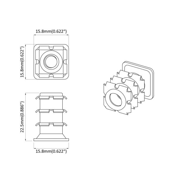 Резбово вмъкване за тръба 2 pcs Черен и сребрист