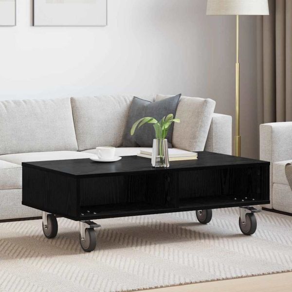 Странична маса с колела Черния дъб 90 x 50 x 30 cm